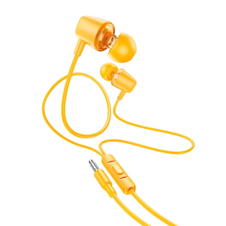 Дротові навушники HOCO M107 Discoverer universal earphones with mic, 3.5mm, 1.2m, yellow Дротові навушники HOCO M107 Discoverer universal earphones with mic, 3.5mm, 1.2m, yellow