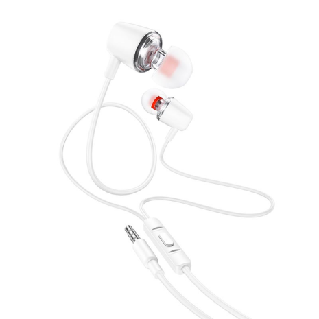Дротові навушники HOCO M107 Discoverer universal earphones with mic, 3.5mm, 1.2m, white Дротові навушники HOCO M107 Discoverer universal earphones with mic, 3.5mm, 1.2m, white