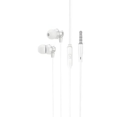 Дротові вакуумні навушники HOCO M98 Delighted metal universal earphones with microphone, 3.5mm, 1.2m, silver