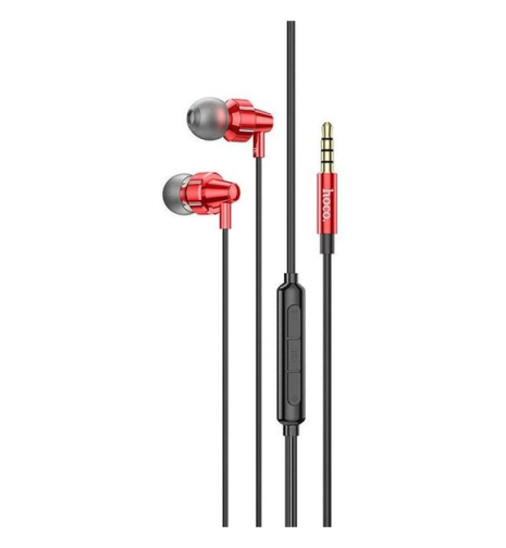 Дротові вакуумні навушники HOCO M90 Delight wired digital earphone with microphone, 3.5mm, 1.2m, red