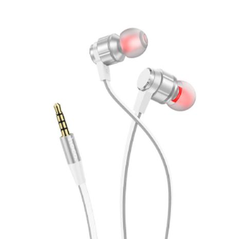 Дротові вакуумні навушники HOCO M85 Platinum sound universal earphone with mic, 3.5mm, 1.2m, silver