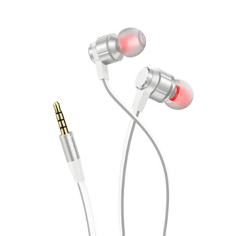 HOCO M85 Platinum sound silver in-ear earphones with microphone, 3.5mm, 1.2m HOCO M85 Platinum sound silver in-ear earphones with microphone, 3.5mm, 1.2m