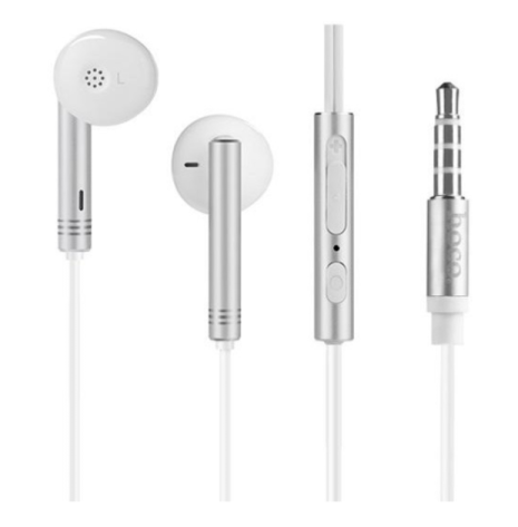 Дротові навушники HOCO M22 Spirited Rhyme with mic, 3.5mm, 1.2m, silver