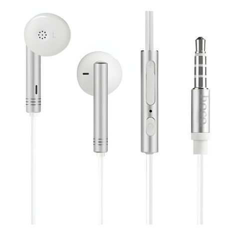 HOCO M22 Spirited Rhyme silver wired earphones with microphone, 3.5mm, 1.2m HOCO M22 Spirited Rhyme silver wired earphones with microphone, 3.5mm, 1.2m