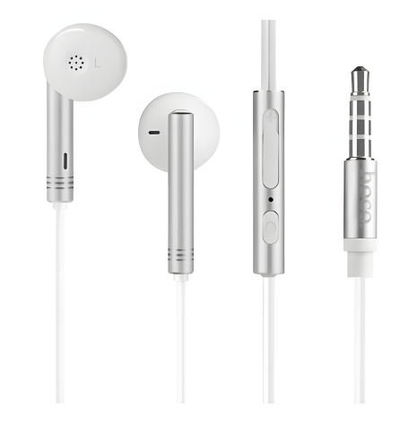 HOCO M22 Spirited Rhyme silver wired earphones with microphone, 3.5mm, 1.2m HOCO M22 Spirited Rhyme silver wired earphones with microphone, 3.5mm, 1.2m