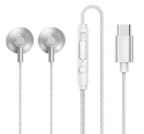 REMAX RM-711a TYPE-C Wired Earphones for Music & Call, 1.2m, silver