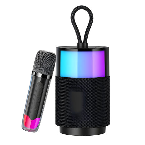 Акустика-караоке USAMS модель US-YX013, BT5.3, AUX, USB, TF, два акумулятори (500mAh, 1200mAh), 4-5h, чорна