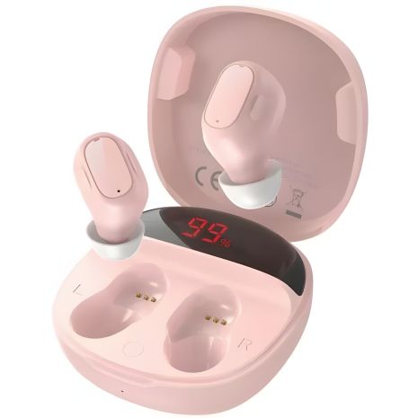 BASEUS WM01 Plus неском бездротові навушники, BT5.0, 40mAh, 800mAh, 5 годин, (NGWM01P-04) рожеві
