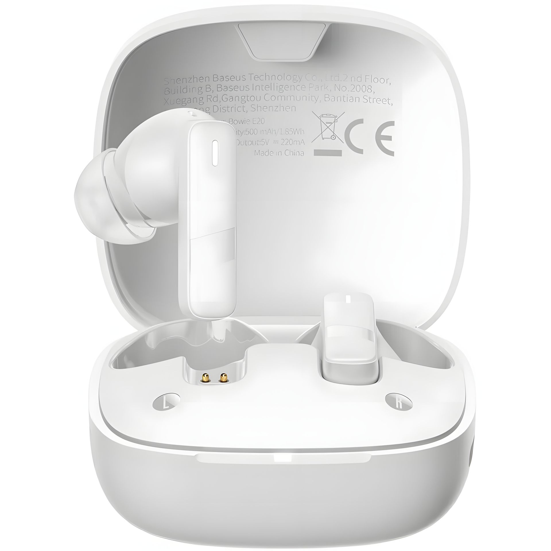 Бездротові навушники Baseus Bowie E20, IPX5, BT5.3, ENC, 35mAh, 500mAh, 8h, білі A00069700223-00 Бездротові навушники Baseus Bowie E20, IPX5, BT5.3, ENC, 35mAh, 500mAh, 8h, білі A00069700223-00