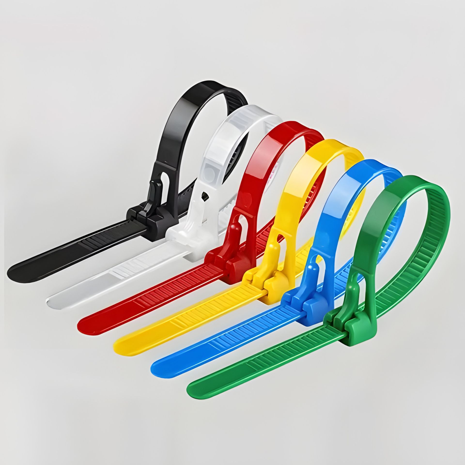 Стяжки багаторазові, 100шт, 3.6 x 150 мм, асортимент кольорів Стяжки багаторазові, 100шт, 3.6 x 150 мм, асортимент кольорів