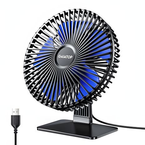 GAIATOP TF61 Вентилятор, 13.5cm, 3 швидкості, USB 5V 1m, чорний-блакитний
