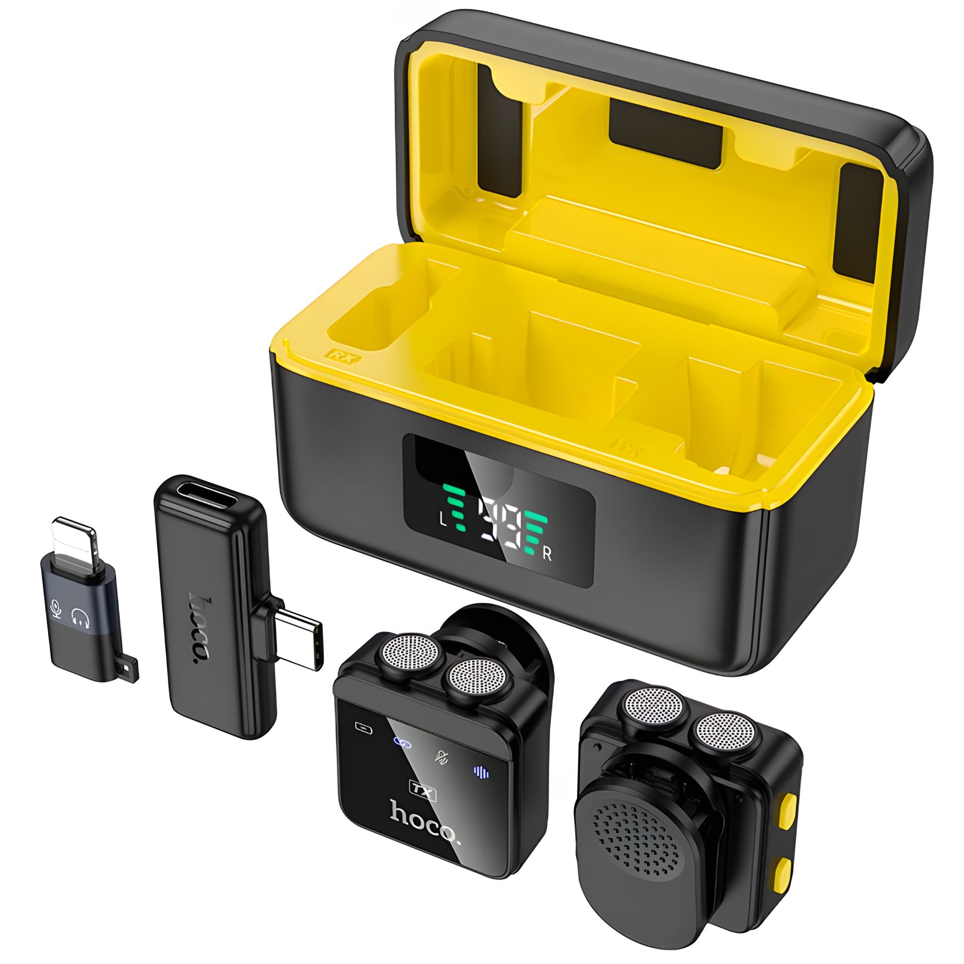 Микрофон HOCO L17 Dual-mic magnetic lavalier wireless (Lightning/Type-C) |5-6ч| черный Микрофон HOCO L17 Dual-mic magnetic lavalier wireless (Lightning/Type-C) |5-6ч| черный