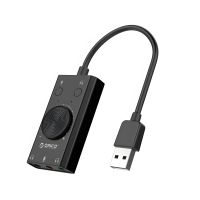 ORICO SC2 3-in-1 Звукова карта зовнішня USB, з регулятором, чорна