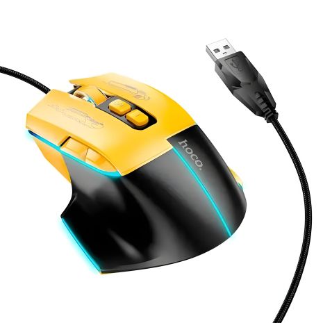 Игровая мышь Hoco GM31 USB Overlord luminous черно-желтая