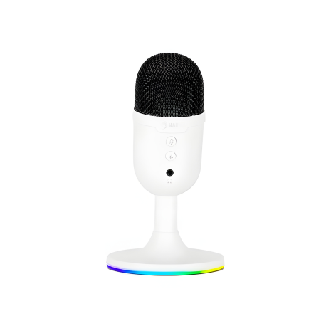Ігровий мікрофон MARVO RGB MIC-06, Дротовий, AUX, USB, 1.7m, білий