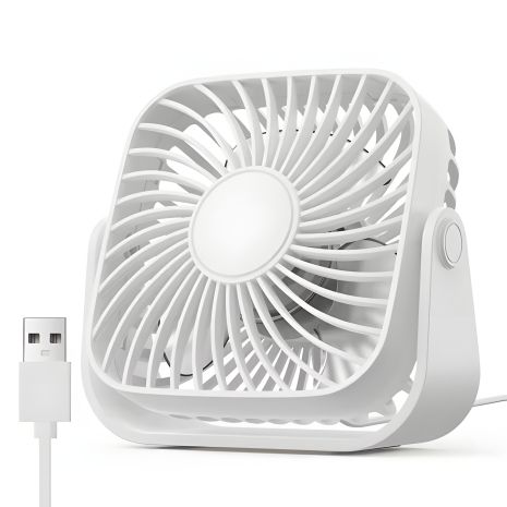 Вентилятор TOPK K52 (8.5cm, 3 швидкості, 5V USB 1m, 5W, 360°) білий