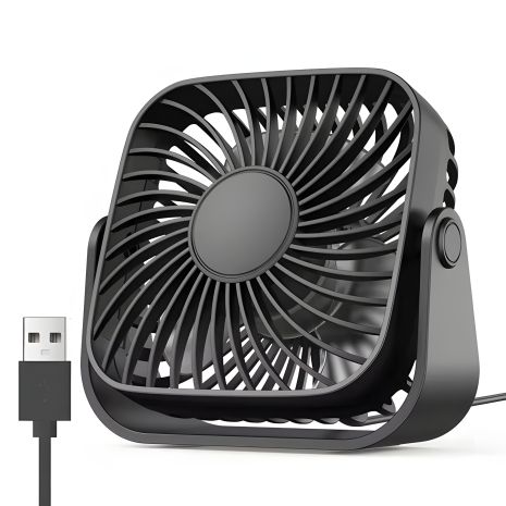 USB вентилятор TOPK K52 (8.5 см, 3 швидкості, USB 5V 1м, 5W, 360 градусів) чорний