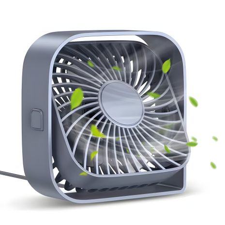 Вентилятор TOPK K50 (8.5cm, 3 швидкості, 5V USB 1m, 5W, 360°) сірий