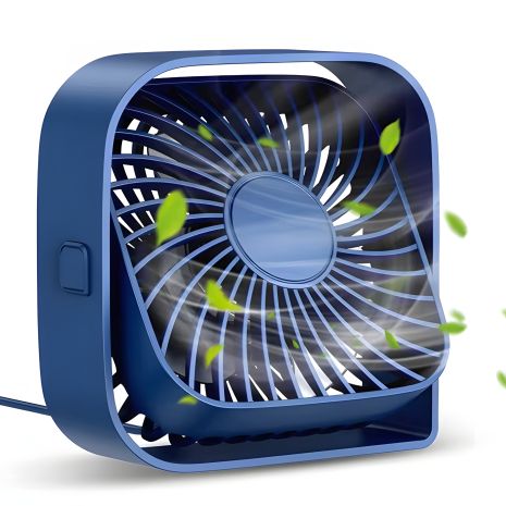 Вентилятор TOPK K50 (8.5cm, 3 швидкості, 5V USB 1m, 5W, 360°) темно-синій