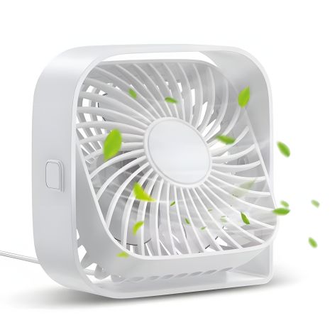 Вентилятор TOPK K50 (8.5cm, 3 швидкості, 5V USB 1m, 5W, 360°) білий