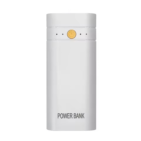 Корпус повербанка під АКБ 2x18650, 5V 2A, до 6000mAh, USB, Type-C, ліхтарик, White
