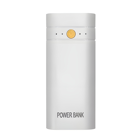 Корпус повербанка для 2x18650 АКБ, 5V 2A, до 6000mAh, USB, Type-C, с фонариком, White