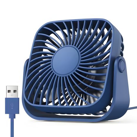 Вентилятор TOPK K52 (8.5cm, 3 швидкості, 5V USB 1m, 5W, 360°) темно-синій