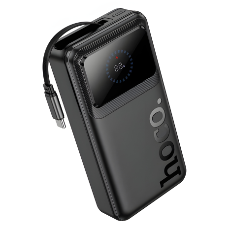 HOCO Q41 20000mAh Bright Powerbank with Telescopic Cable and Display |1USB/1Type-C, PD/QC, 22.5W/3A| black