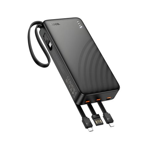 HOCO J146A Night Tide Power Bank: 20000mAh, 4 Cables, 1USB, 1Type-C, 2A, Black HOCO J146A Night Tide Power Bank: 20000mAh, 4 Cables, 1USB, 1Type-C, 2A, Black