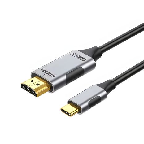 Type-C to HDMI Cable: TH0012-MPV3-460KG, 4K@60Hz, 3m, PVC/Metal Adapter, Black-Grey