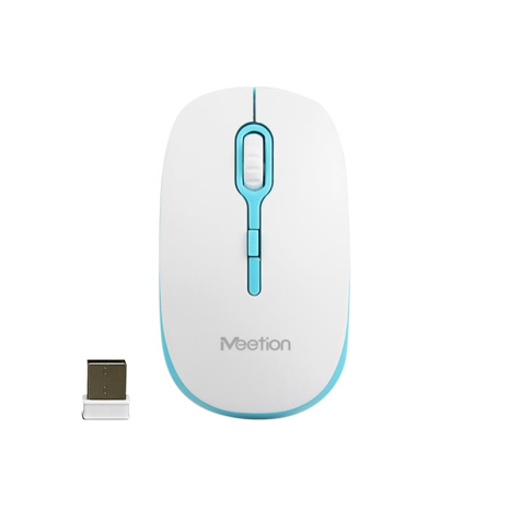 Бездротова миша MeeTion MT-R547, 2.4G, 800-1600DPI, 1xAA, white-blue