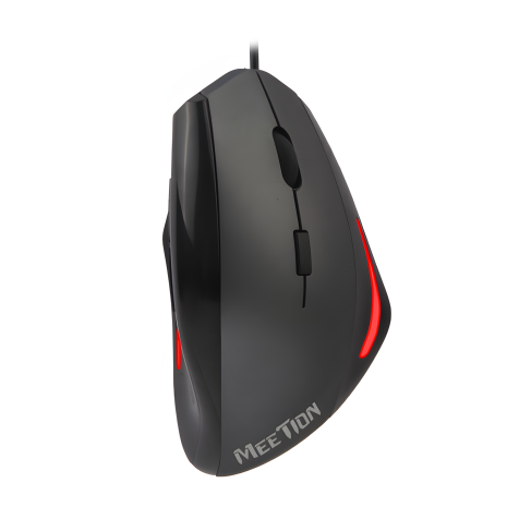 MEETION Дротова вертикальна миша MT-M380, 800-2400DPI, USB, 1.8m, чорна