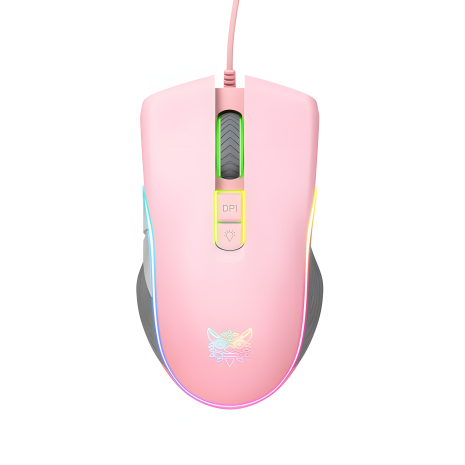 Ігровий миш дротовий ONIKUMA CW908, RGB, 1200-7200DPI, USB, 1.5m, рожевий