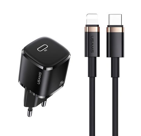 Сетевой адаптер USAMS T36 + Type-C кабель на Lightning XFK Super Cube Series CC124 |1Type-C, 20W, PD| черный