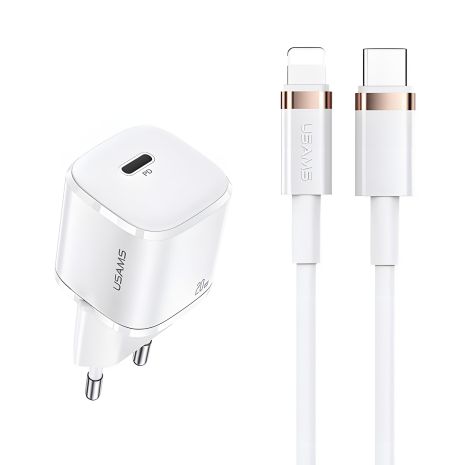 USAMS T36 Адаптер Type-C до Lightning Кабель XFK Super Cube CC124, 1Type-C, 20W, PD, білий