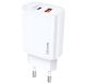 USAMS T35 Fast Charger US-CC121: адаптер мережевий, 1USB, 1Type-C, 20W, PD3.0, QC, білий