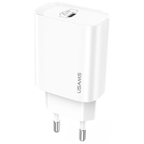 Адаптер сетевой USAMS T39 Single Port PD Fast Charger US-CC131 |1Type-C, 20W, PD3.0| white