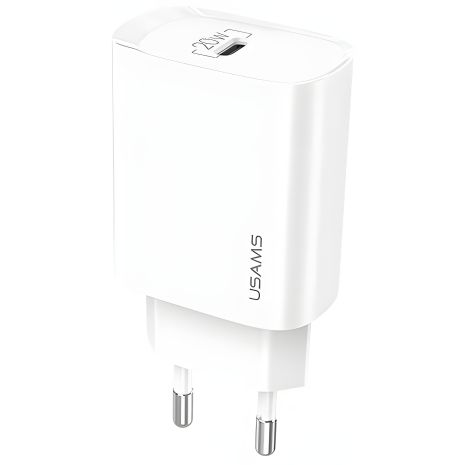 Адаптер живлення USAMS T39 Single Port PD USB-C Fast Charger US-CC131, Type-C, 20W, PD3.0, білий