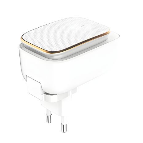Сетевой адаптер Ldnio A2205 + USB кабель Type-C с сенсорным светом |2USB, 2.4A| белый