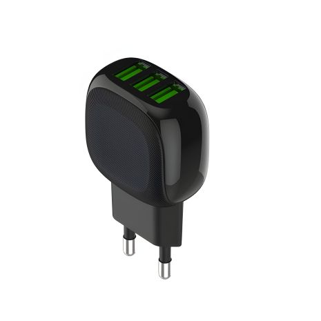 Зарядний пристрій LDNIO A3309 + Micro USB Кабель, 3USB, 3.4A, чорний