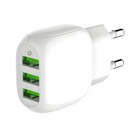 Адаптер мережевий LDNIO A3315 + Micro USB Кабель, 3USB, 3.1A, білий