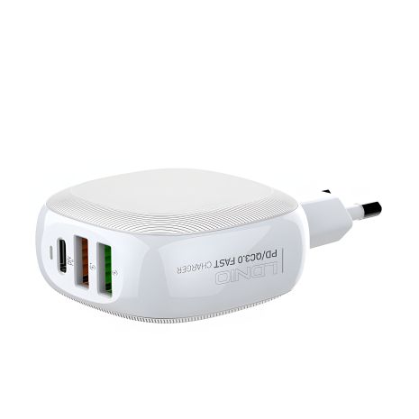 Блок живлення LDNIO A3510Q 2USB, Type-C QC PD 3A 28.5W, білий