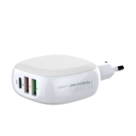 Адаптер сетевой LDNIO A3510Q +Type-C to Lightning Cable |2USB/1Type-C, QC/PD, 3A/28.5W| white