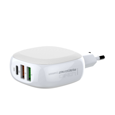 Адаптер сетевой LDNIO A3510Q +Lightning Cable |2USB/1Type-C, QC/PD, 3A/28.5W| white