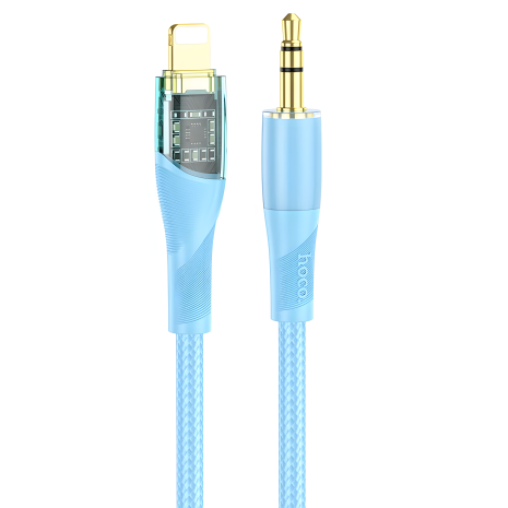 HOCO UPA25 3.5mm to Lightning Transparent Discovery Edition Digital Audio Conversion Cable |1M| blue