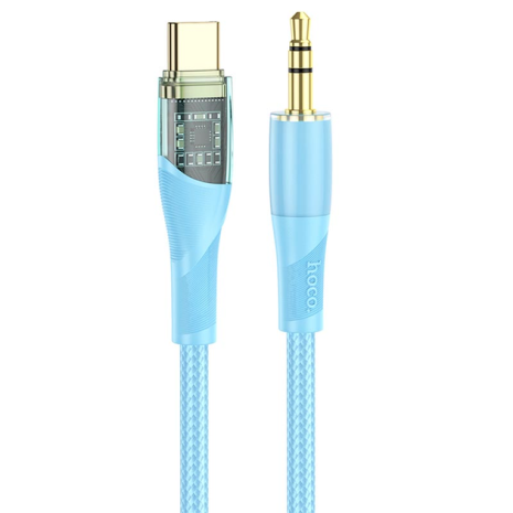 Кабель HOCO UPA25 3.5mm to Type-C Transparent Discovery Edition Digital audio conversion cable |1M| blue