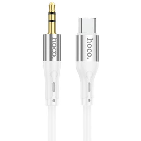 Кабель HOCO UPA22 3.5mm to Type-C silicone digital audio conversion cable |1M| white