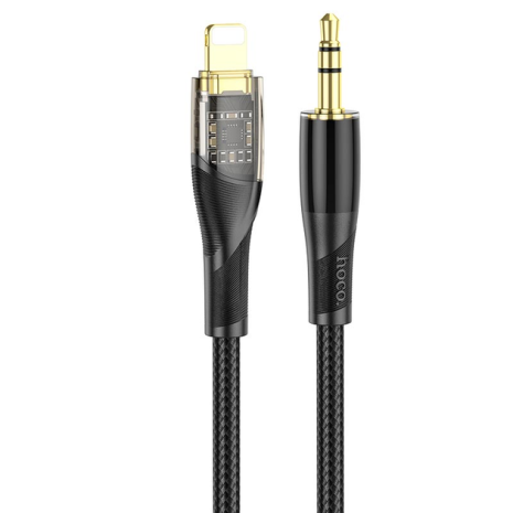 Кабель HOCO UPA25 3.5mm to lightning Transparent Discovery Edition Digital audio conversion cable |1M| black