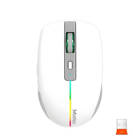 MEETION Dual Mode Gaming Mouse BTM002 |1000-1200-1600dpi, 6keys, Type-C Charging, RGB, 2.4G+Bluetooth| white MEETION Dual Mode Gaming Mouse BTM002 |1000-1200-1600dpi, 6keys, Type-C Charging, RGB, 2.4G+Bluetooth| white