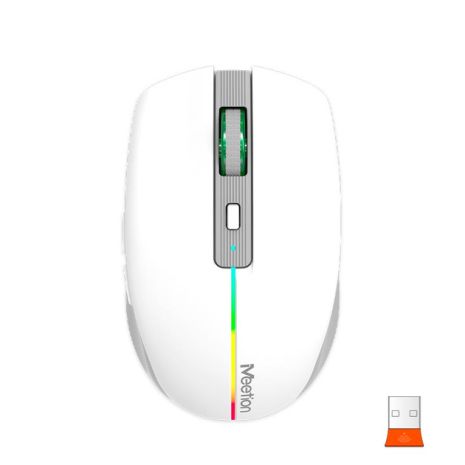 Мышь MEETION 2.4G+Bluetooth Dual Mode gaming mouse BTM002 |1000-1200-1600dpi, 6keys, Type-C Charging, RGB| white